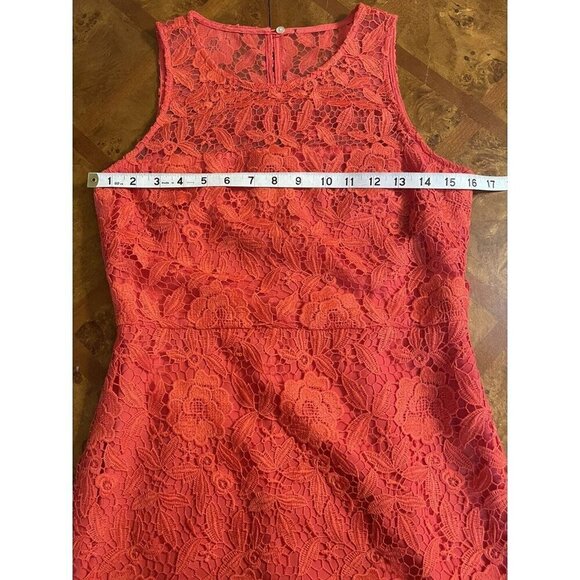 J Crew Collection Poppy Coral Floral Lace Sheath Dress Sz 2 Sleeveless Cocktail - Picture 5 of 7